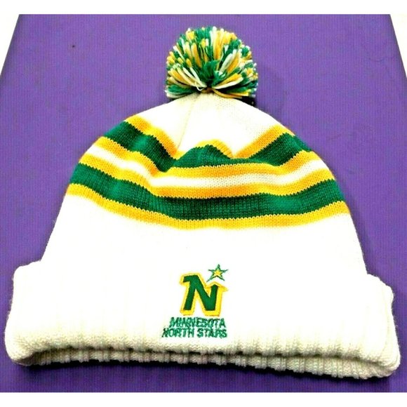 Minnesota North Stars White Cuffed Knit Beanie Hat Winter Ski Cap Toque New NHL - Picture 1 of 6